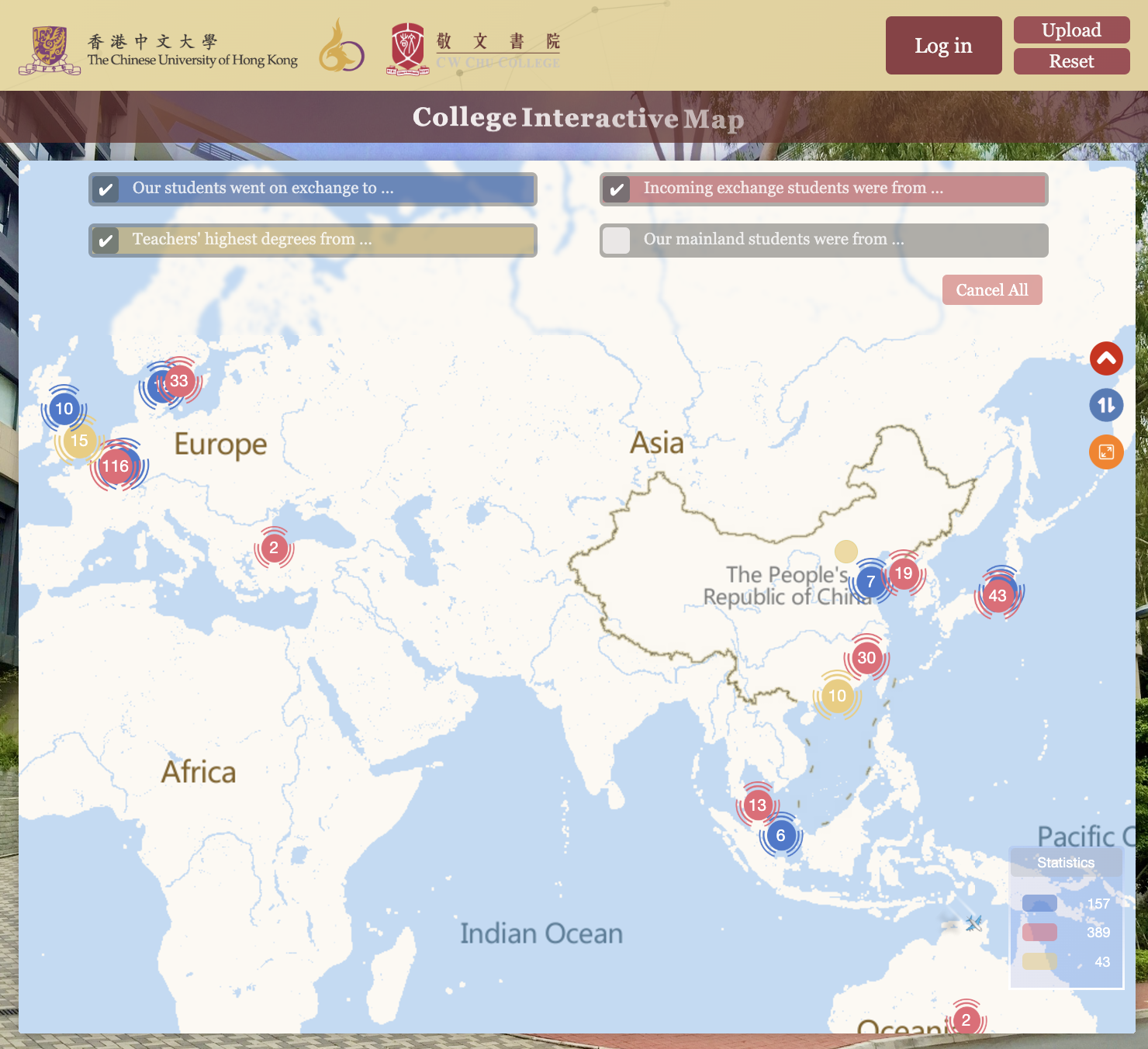 The original interactive map with clustered markers